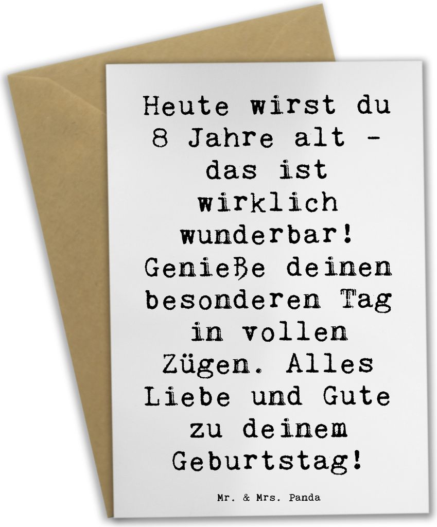 Mr. & Mrs. Panda Grußkarte Spruch 8. Geburtstag Feier - Weiß - Geschenk, Grußkarten, Happy Birthday, Dekoration, Geburtstagsparty, einladungskar...