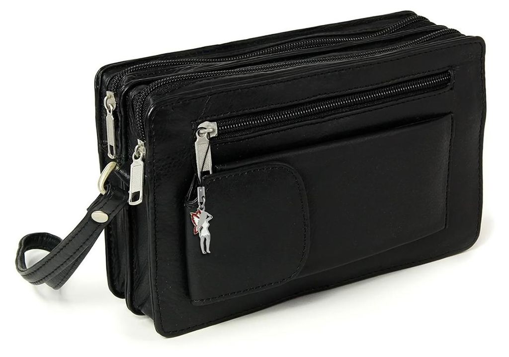 DrachenLeder Echtleder Herren Handgelenktasche schwarz Produktbild 