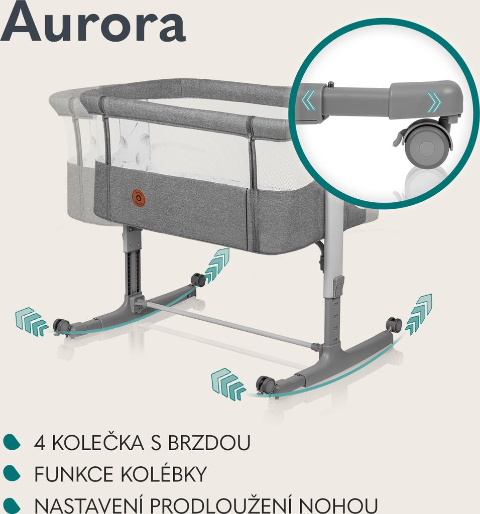 Lionelo Aurora 3v1 - společné spaní, kolébka, volně stojící Obrázek produktu 27