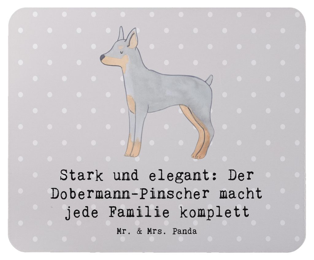 Mr. & Mrs. Panda Mauspad Dobermann Pinscher - Grau Pastell - Geschenk, intelligente Hunde, Hund, Hunderassen Charakter, mousematte, aktive, Mousepa...