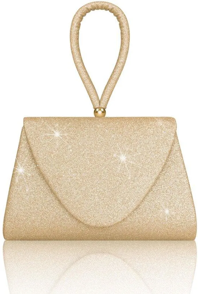 Sac à main doré brillant à paillettes métalliques pour mariage chic