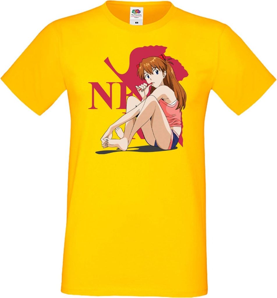 Herren T-Shirt Anime Manga Neon Anime Genesis Manga Evangelion Asuka Langley Soryu 02 Asuka Neon, Man S / Grün