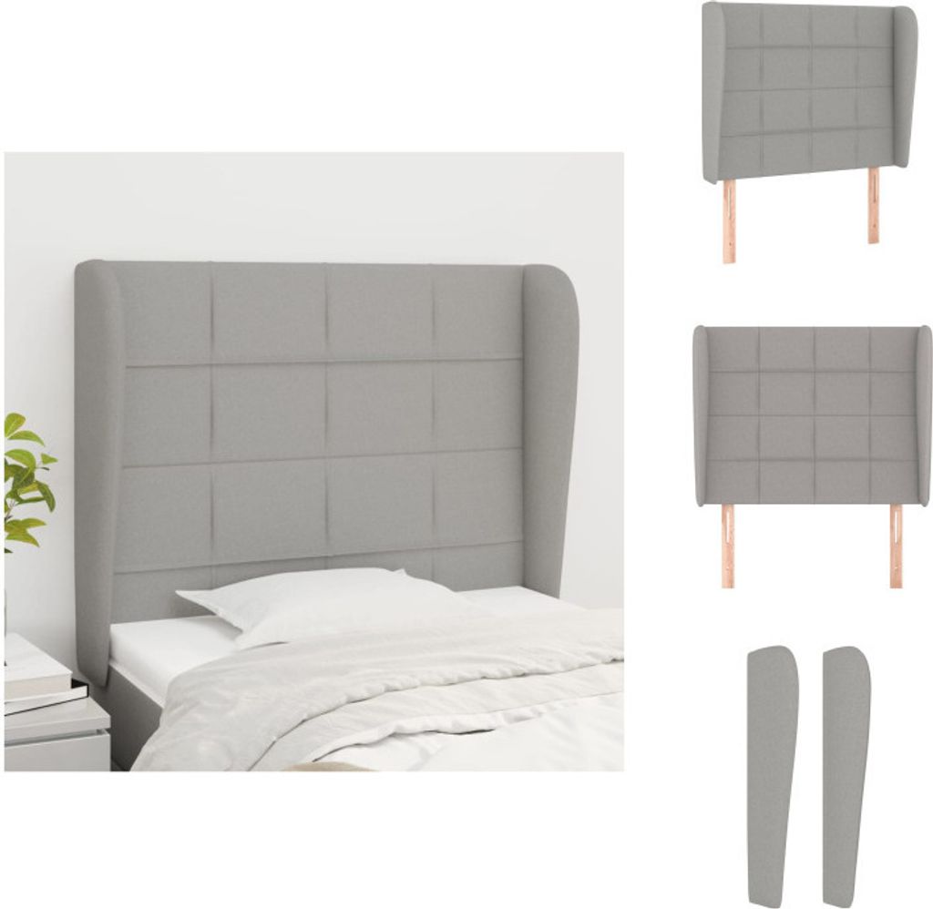 vidaXL Kopfteil mit Ohren Hellgrau 93x23x118/128 cm Stoff - Kopf- & Fußenden