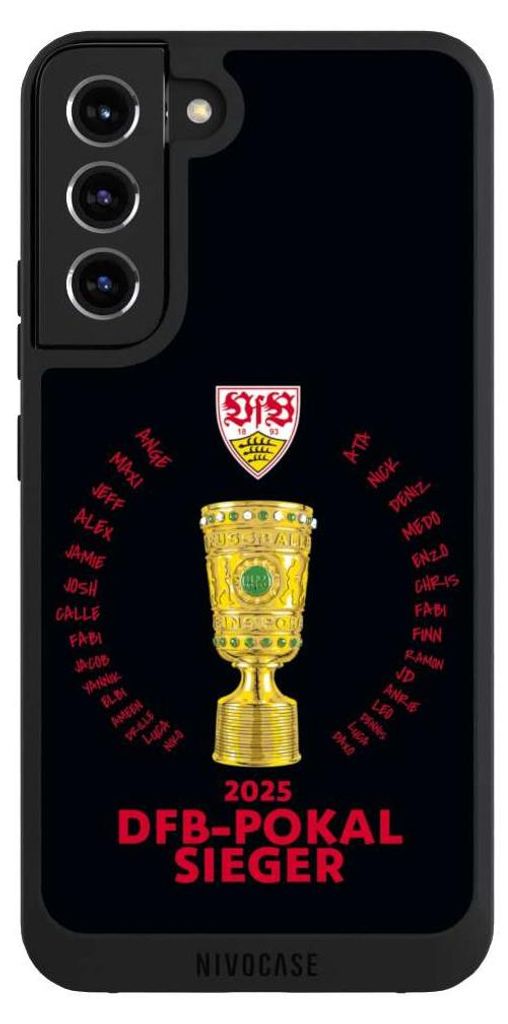 NIVOCASE Handyhülle für Samsung Galaxy S22+ Hülle NIVOpure Case Schwarz Offizielles Lizenzprodukt Pokal VfB Stuttgart