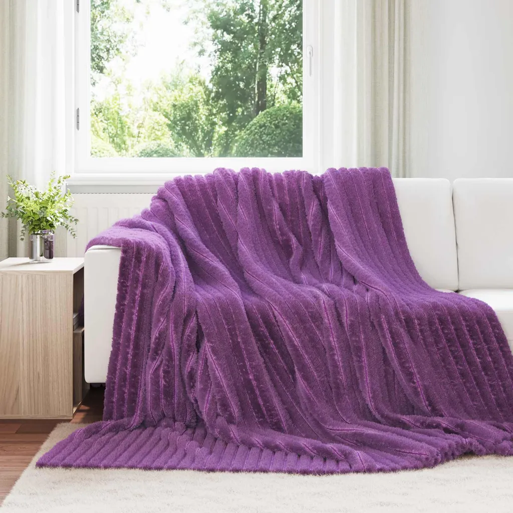 vidaXL Coperta viola 240 x 220 cm in pile - 2