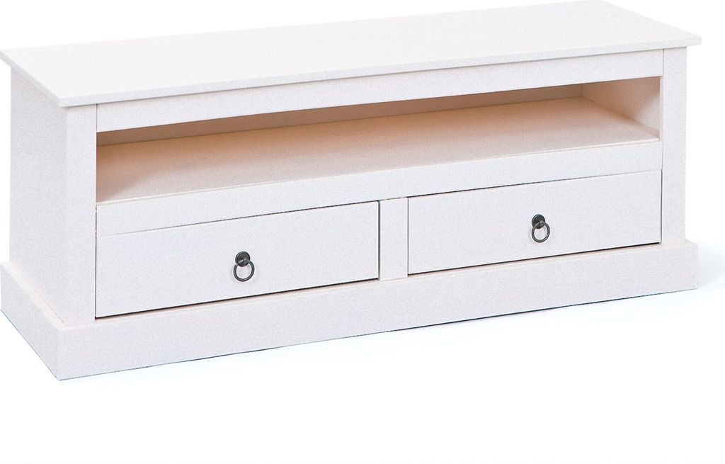 Pall TV Tisch 2 Schubladen, 1 Fach, weiss.