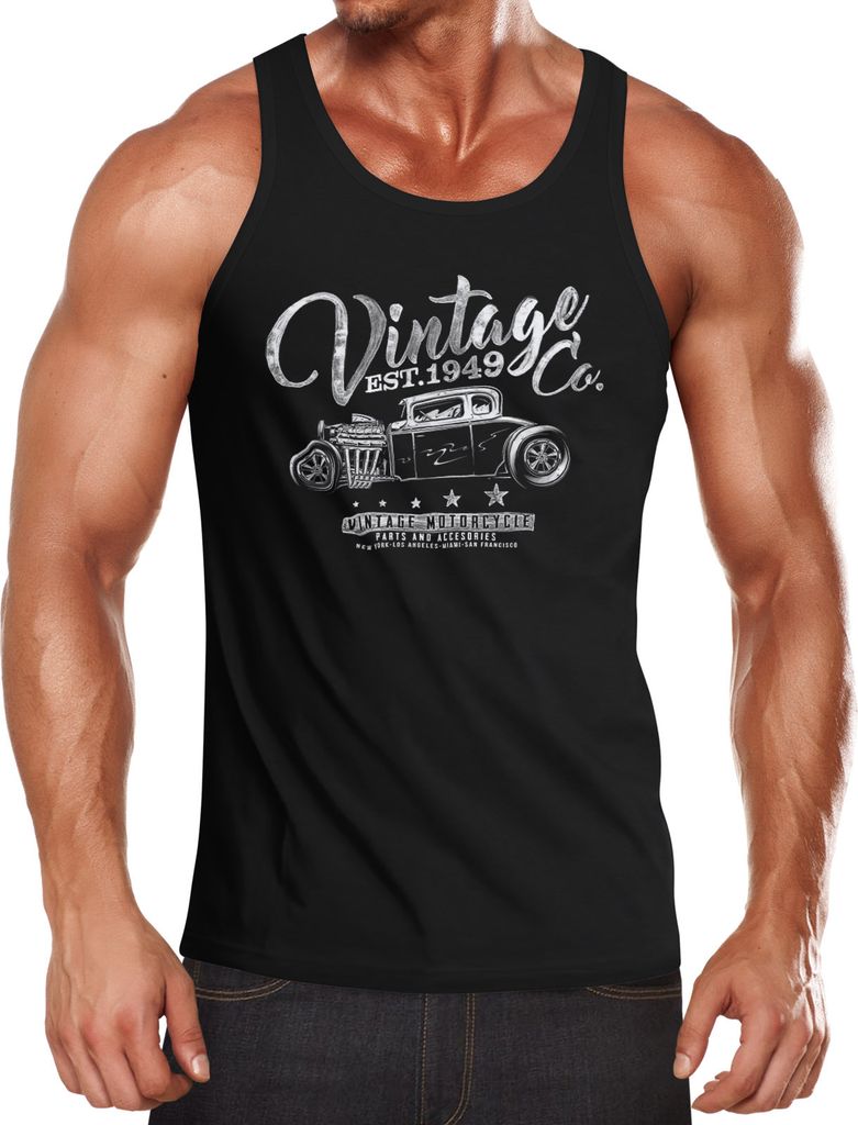 Herren Tank Top Hot Rod Retro Auto Vintage Car Oldschool Mobile Neverless schwarz L