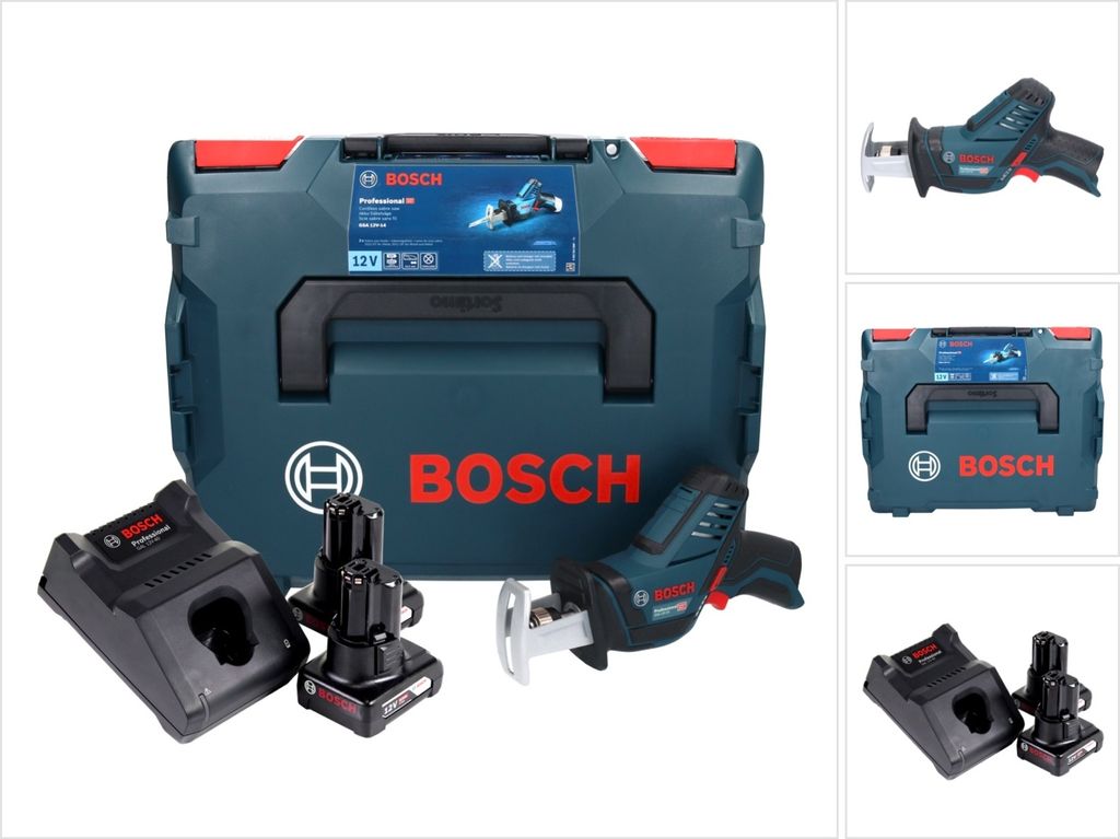 Bosch GSA 12V-14 Professional Akku Säbelsäge 12 V + 2x Akku 6,0 Ah + Ladegerät + L-Boxx