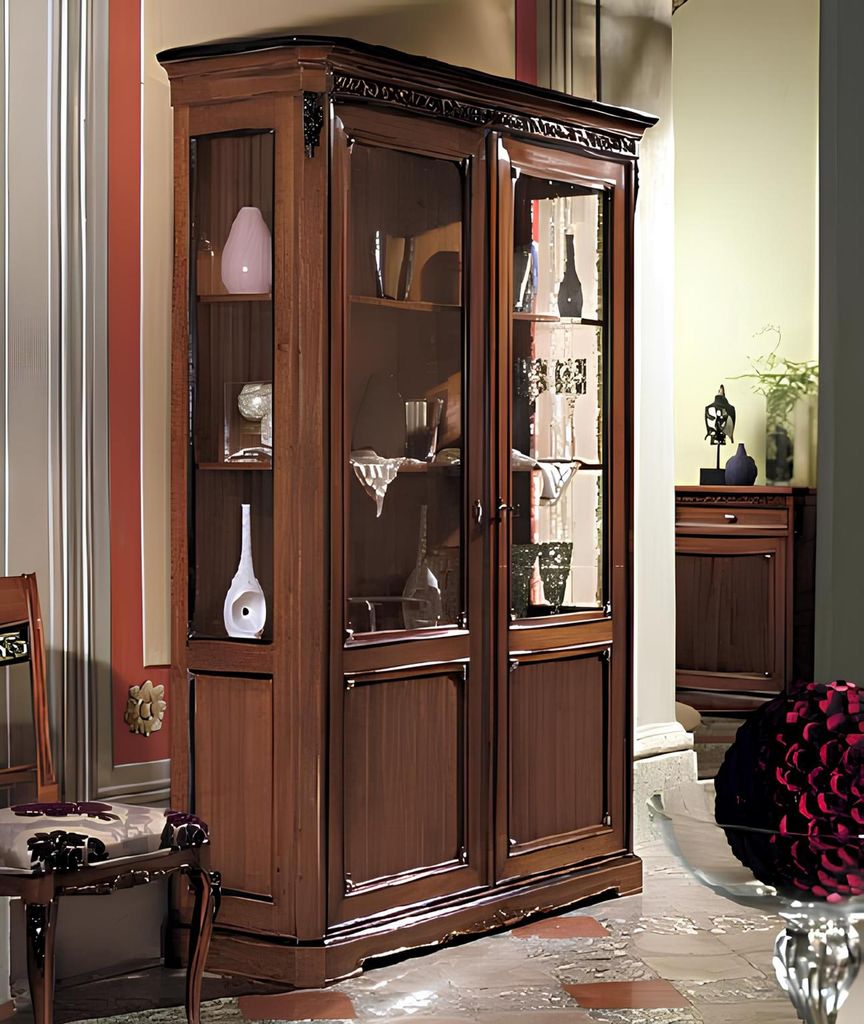 Vitrine Holz Luxus Schränke Klassische Anrichte Design Möbel Italienische Braun