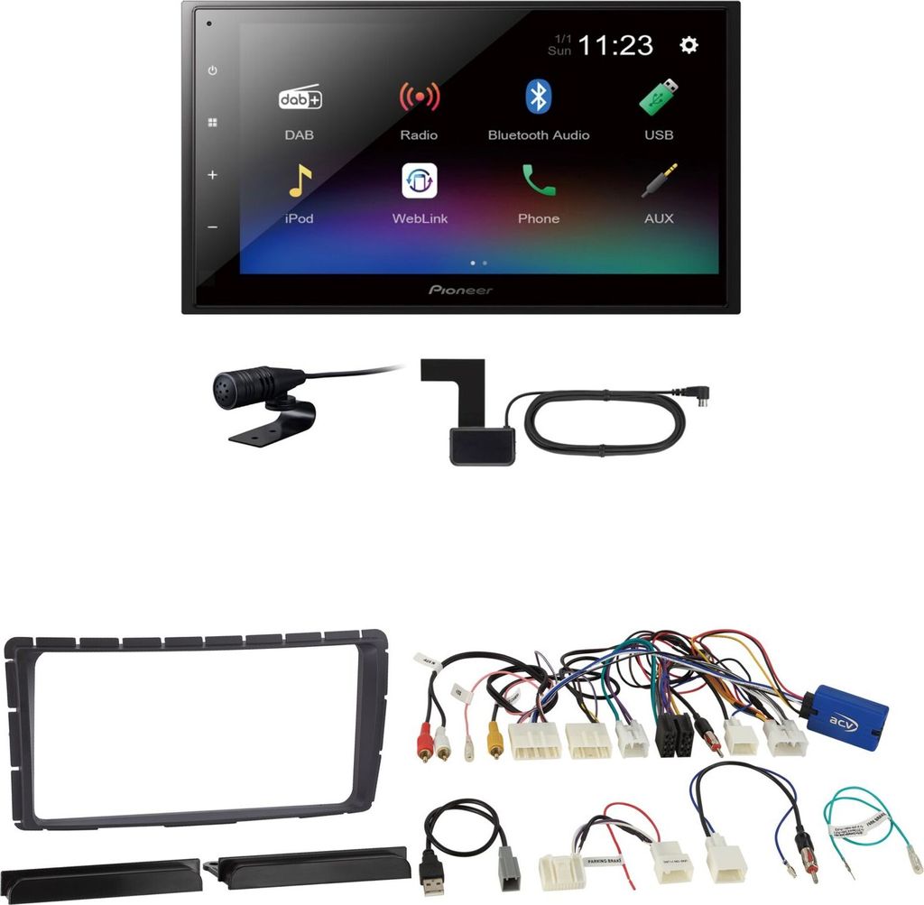 Pioneer DMH-A340DAB USB Bluetooth MP3 USB Einbauset für Toyota Hilux ab 2011