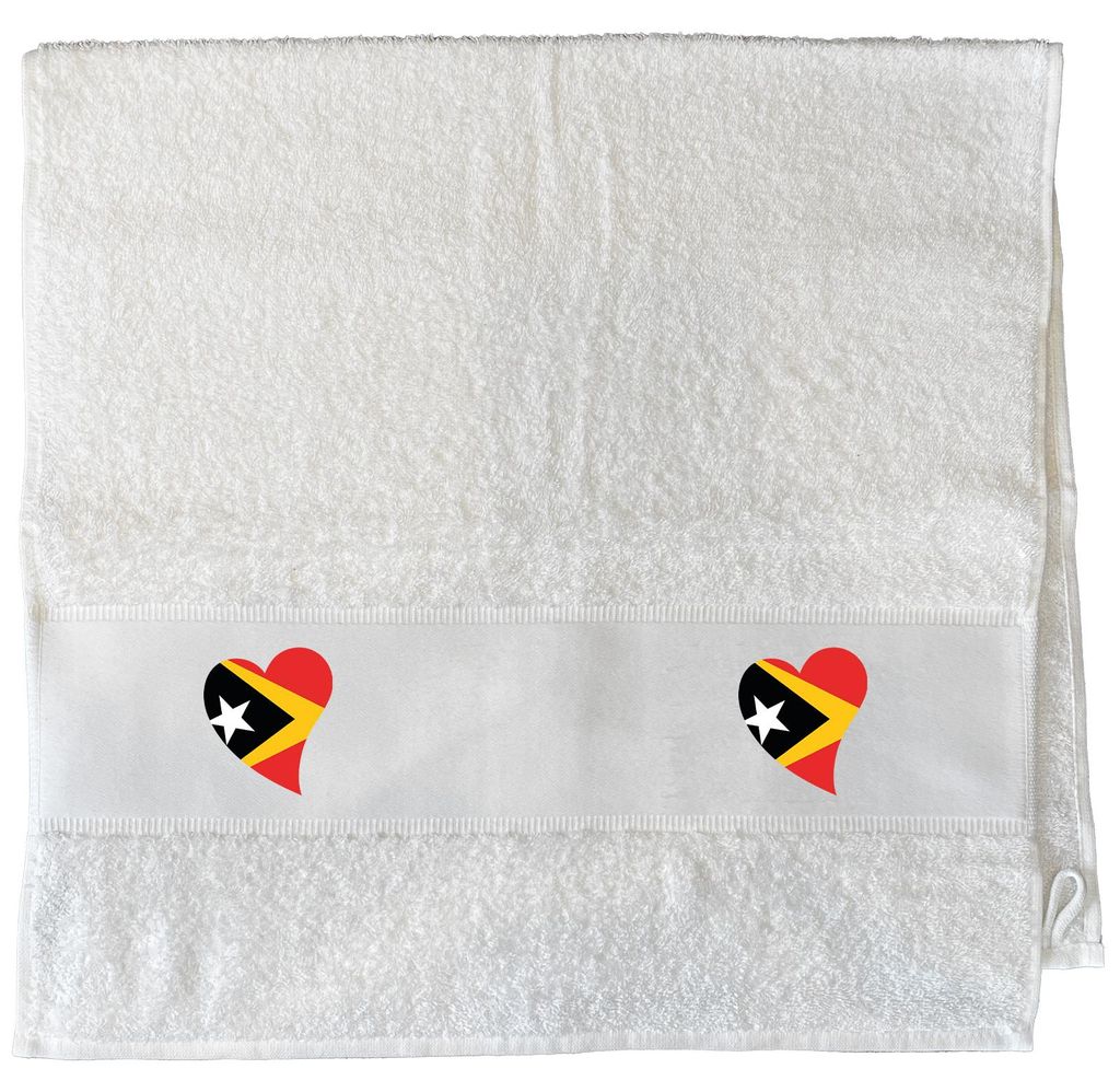 Huuraa Handtuch Osttimor Flagge Herz 50x100cm White Baumwolle Handtuch Geschenkidee