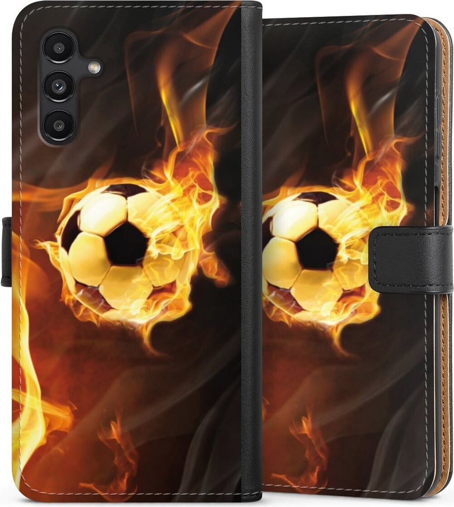 DeinDesign Klapphülle für Samsung Galaxy A13 5G Handytasche Lederhülle Tasche Ball Feuer Fußball