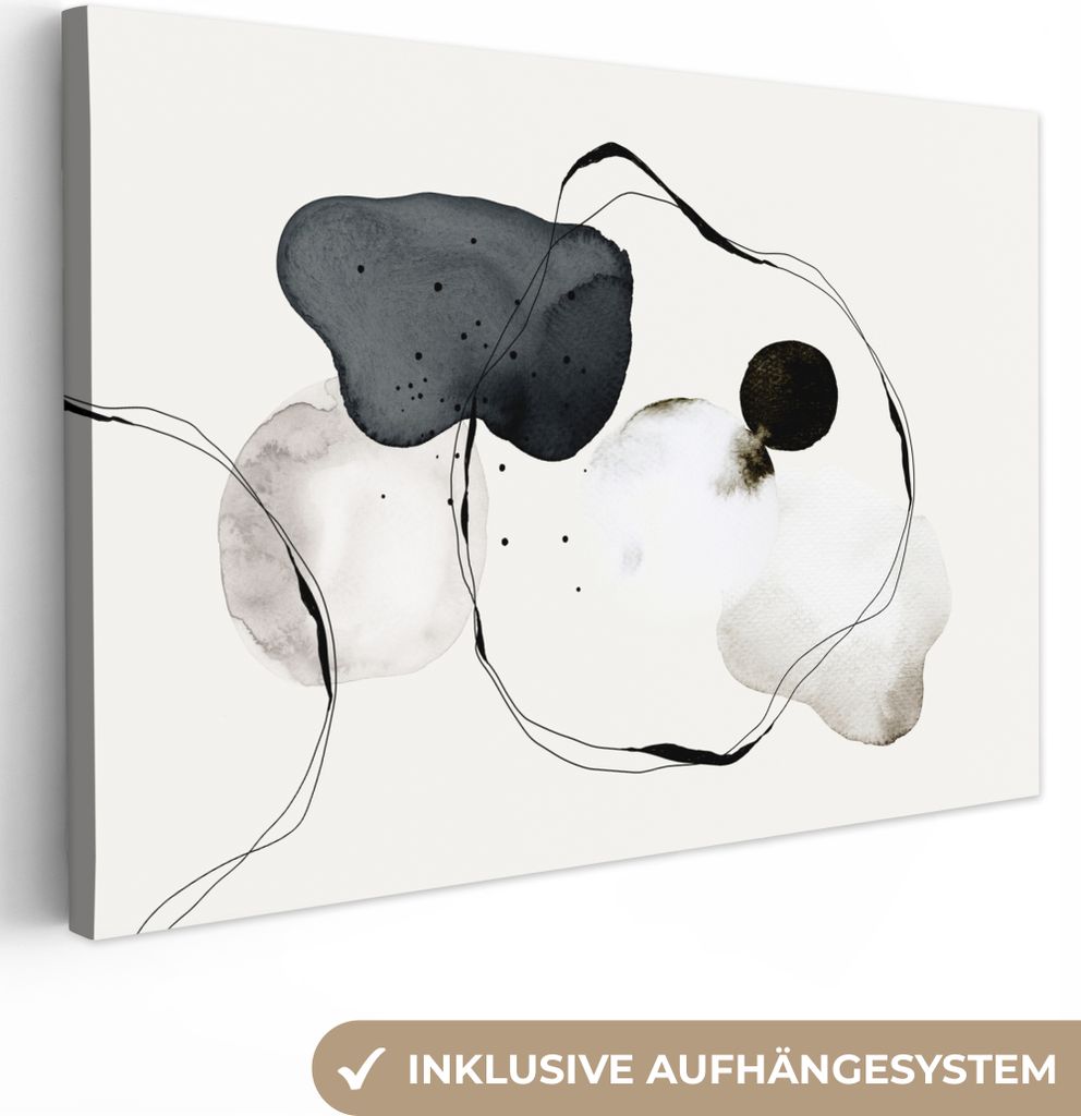 OneMillionCanvasses - Leinwandbilder - 150x100 cm, Abstrakt - Malerei - Kunst - Schwarz und Weiß, Wandbilder Kunstdruck Wanddekoration - Foto au...