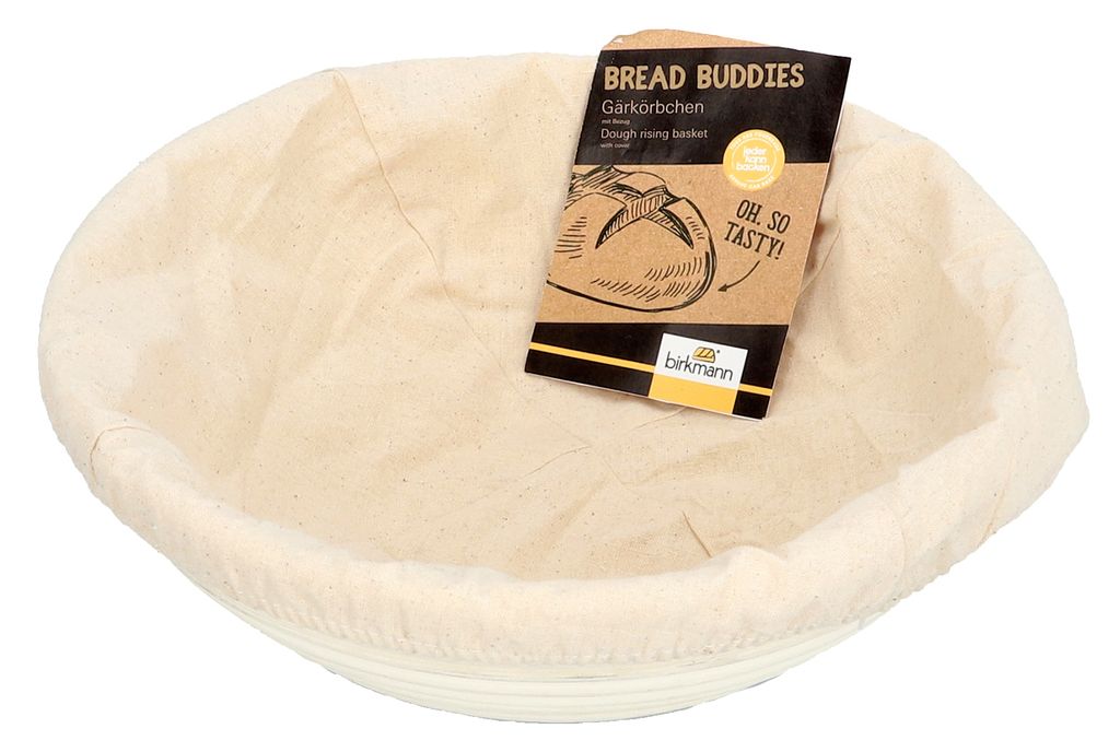 BIRKMANN Gärkörbchen mit Bezug, rund, Ø 25 cm, bis 2000 g Teig, nachhaltig, aus Peddigrohr, 331327