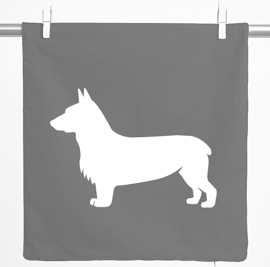 Huuraa Zierkissenbezug Welsh Corgi Pembroke Silhouette Geschenk 40x40cm Steel Grey Baumwolle Welsh Corgi Pembroke Dekoration