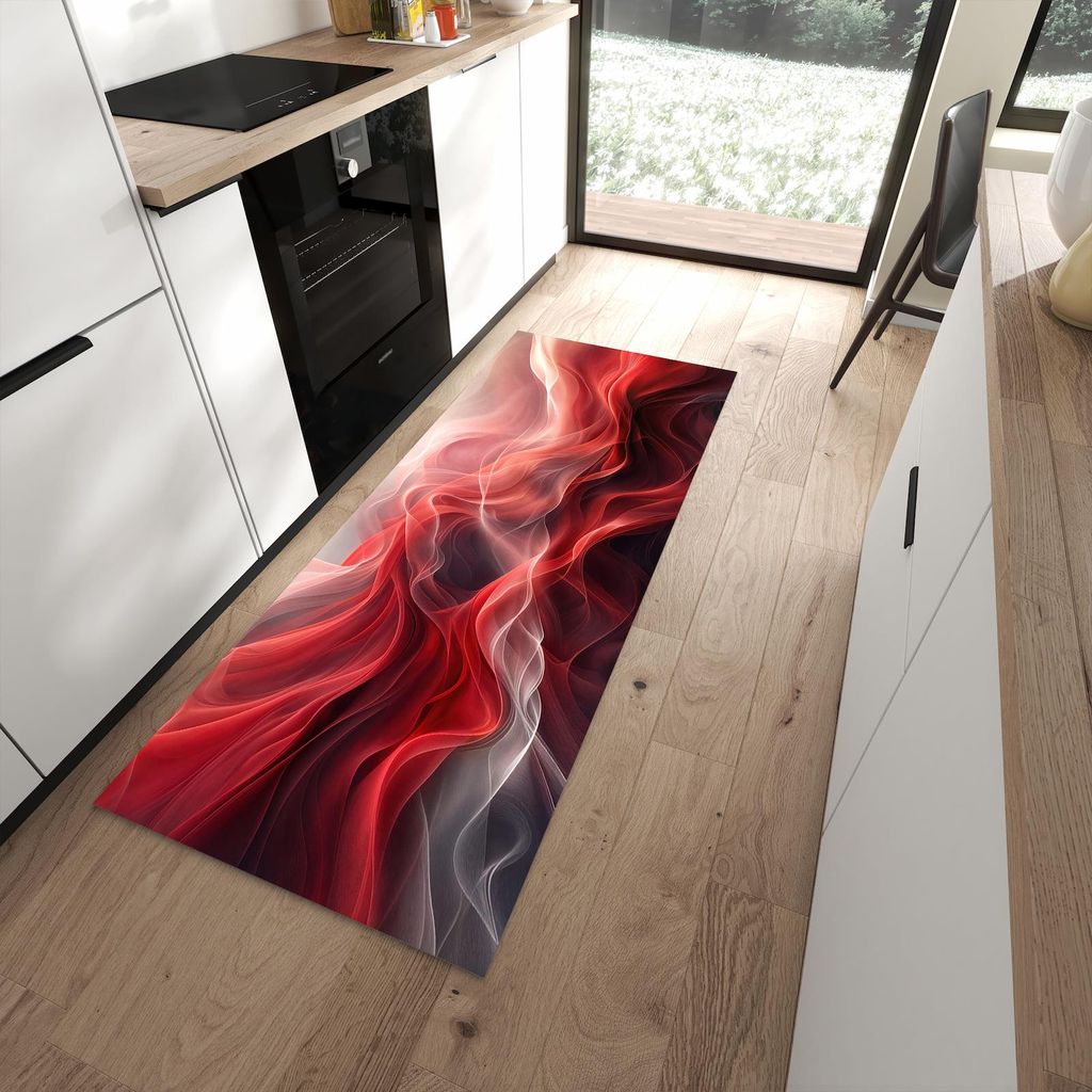 Küchenteppich 80x200cm rutschfest & abwischbar PVC Läufer - Abstrakte & Wellen