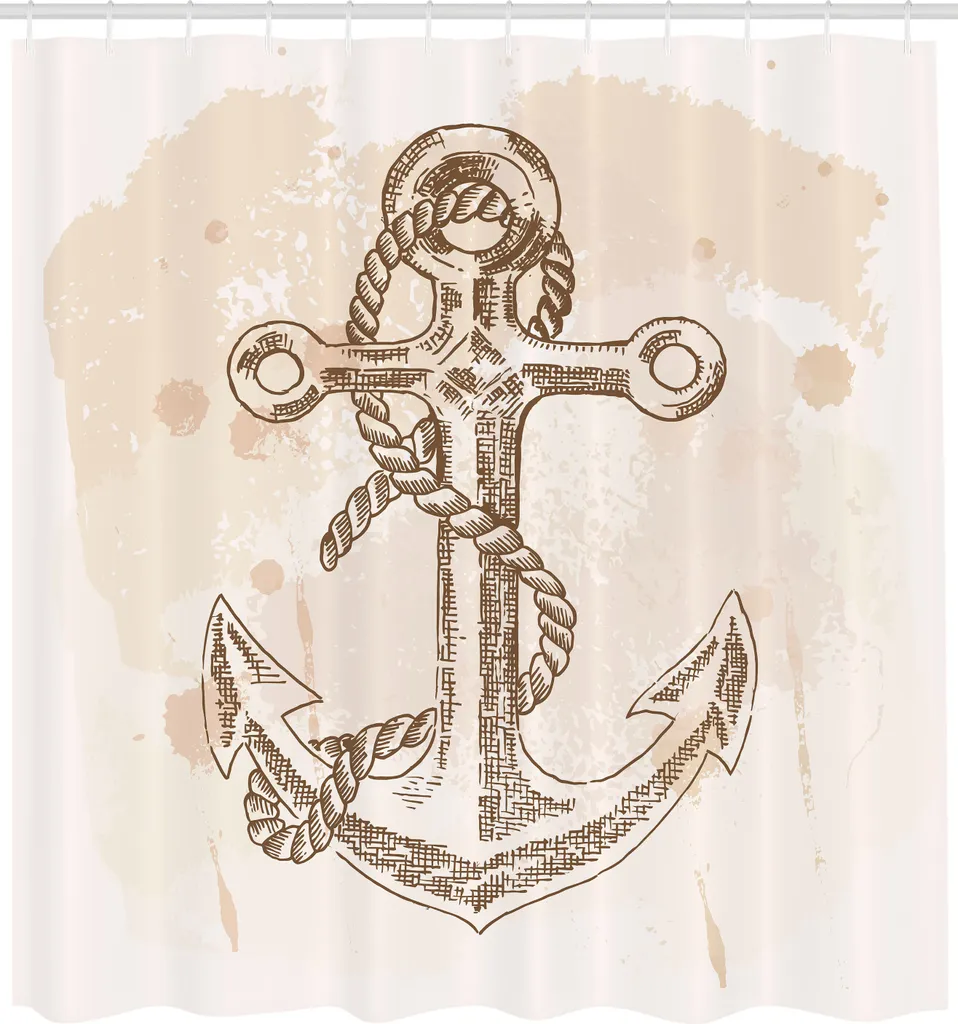 Tenda Doccia 175x220 cm ABAKUHAUS Tessuto Lavabile con Ganci Ancora