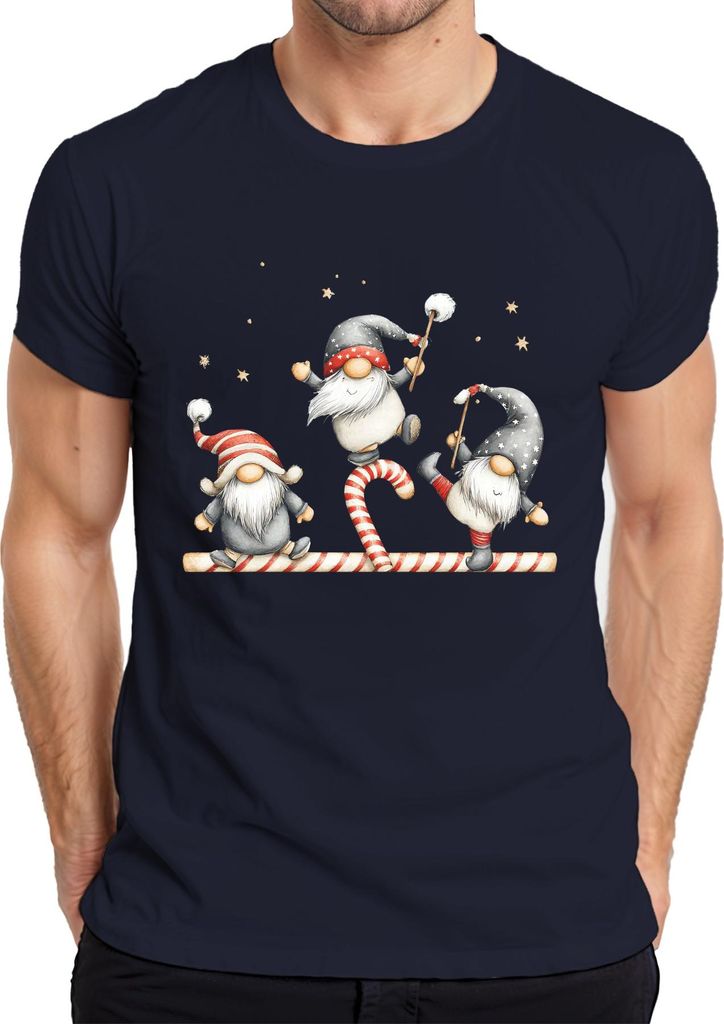 Weihnachtswichtel Zuckerstange süß lustig Geschenk Weihnachten Herren T-Shirt, Navy, S