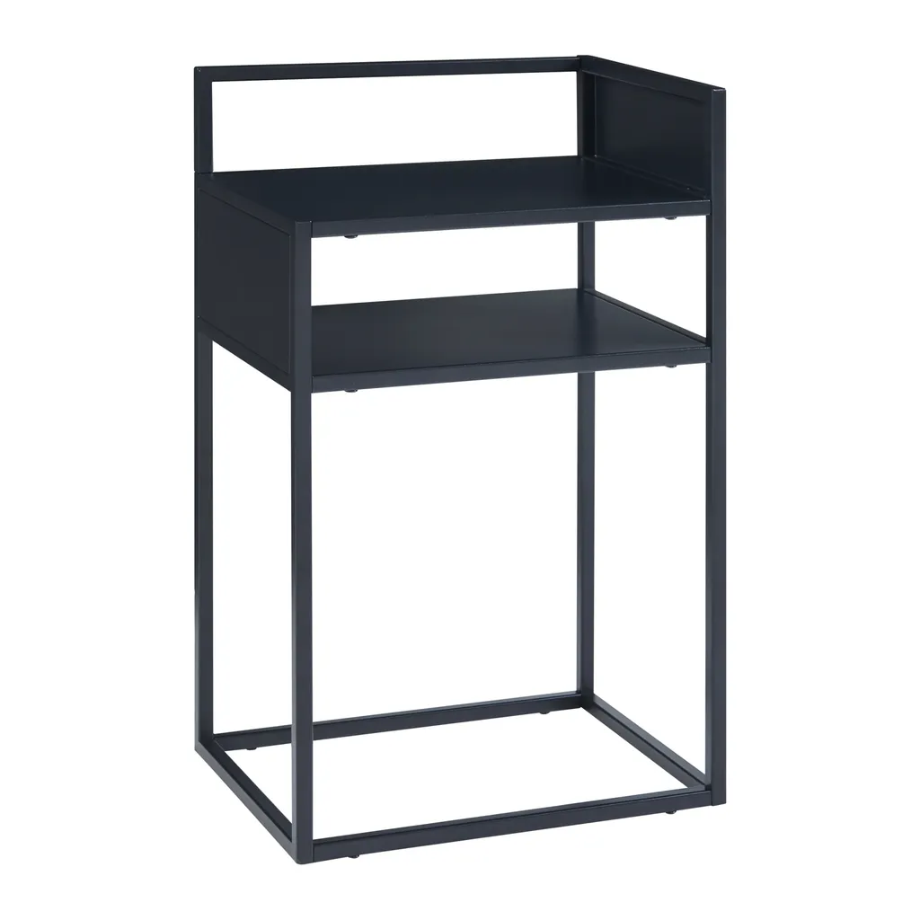 Table d'appoint Riihimäki pour canapé - Support acier noir 65x40x30 cm idéal