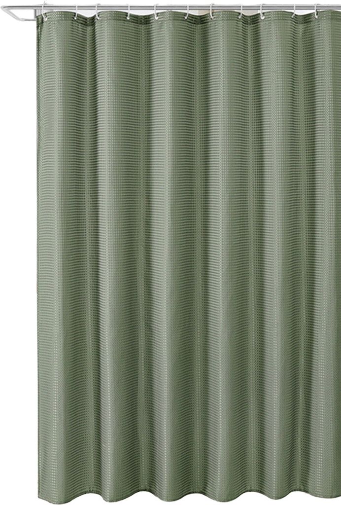 Set Duschvorhang mit Haken, Waffelstruktur, mehrere Farben erhältlich, dickes Leinen, einfache Installation und Pflege, Duschvorhang für Hotels, ...