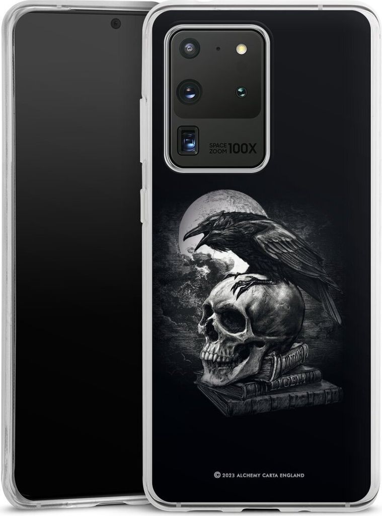 DeinDesign Handyhülle für Samsung Galaxy S20 Ultra 5G Silikon Hülle Case Smartphone Schutzhülle Rabe Schädel Totenköpfe