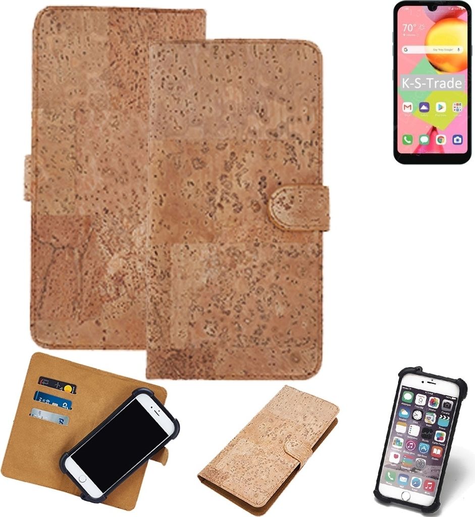 K-S-Trade Hülle kompatibel mit LG Electronics Risio 4 Kork Handyhülle Cover Schutzhülle TPU Case Bumper in Hellbraun, (1x)