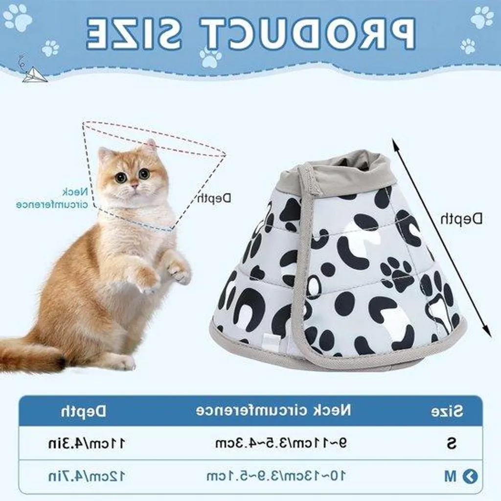 Collerette chat souple et réglable pour protection des plaies taille S