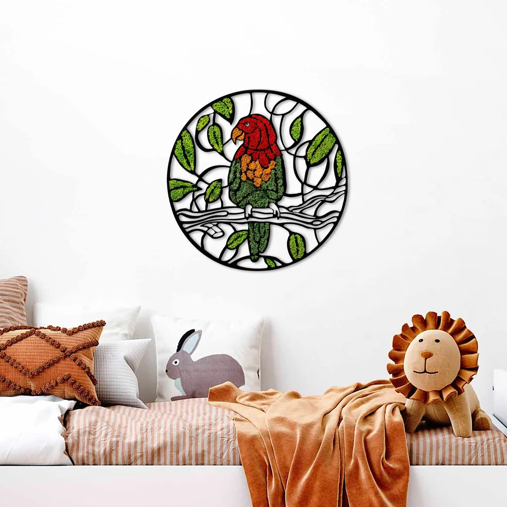 Déco Murale Perroquet Vert Clair 100% MDF Wallity Format 46x46 cm - 2