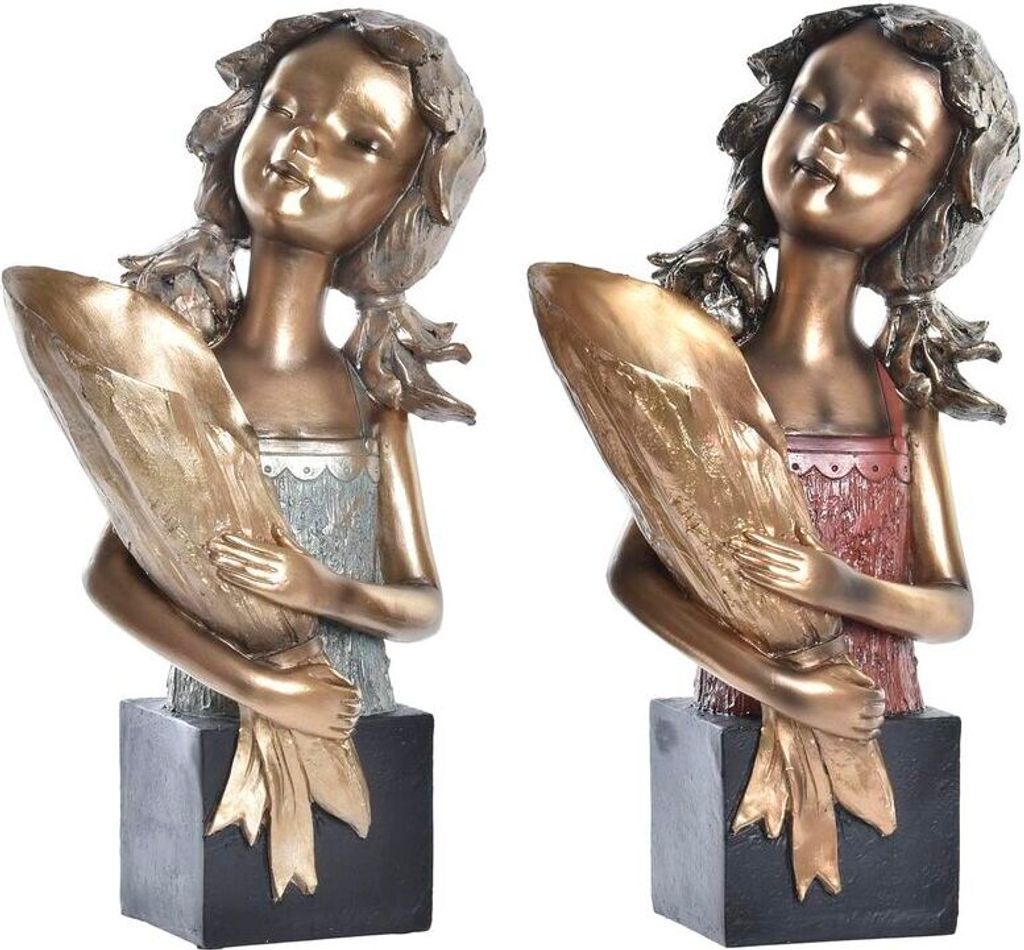 Deko-Figur DKD Home Decor 21 x 13 x 36 cm Rot Gold türkis (2 Stück)