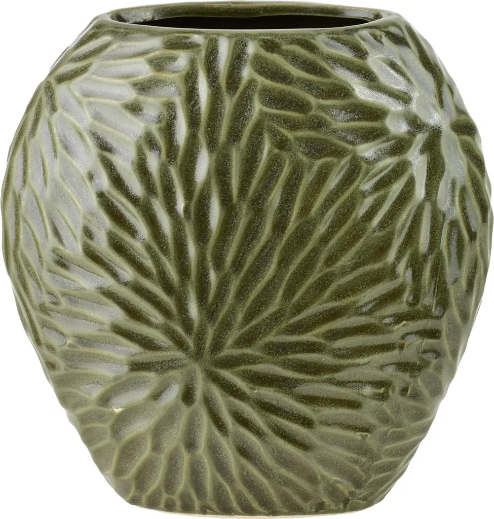 Vase design vert Yarine 20 cm - Idéal pour bouquets et fleurs sèches