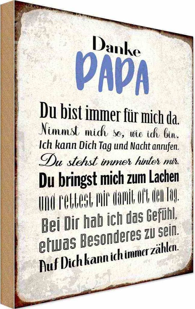 vianmo Holzschild 30x20 cm Danke Papa du bist für mich da Spruch Zitat