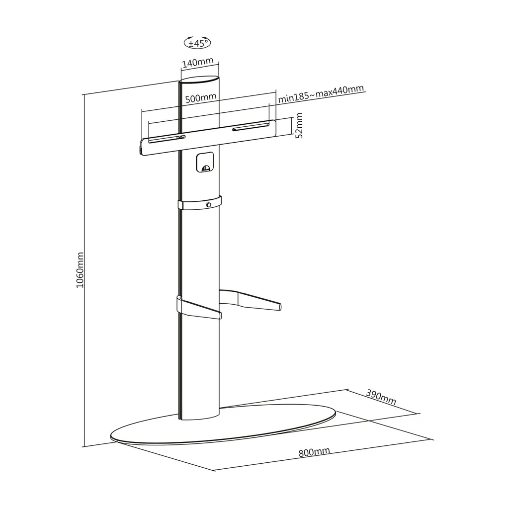 Support TV Mural Argenté ROLINE 32-55 pouces - Solution Anti-Chute