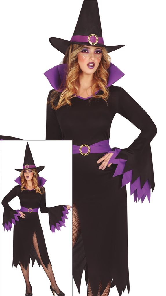 Hexen Halloween Kleid Hut Zauberkunst Mystik Grusel Party Produktbild  KI-generiertes Bild