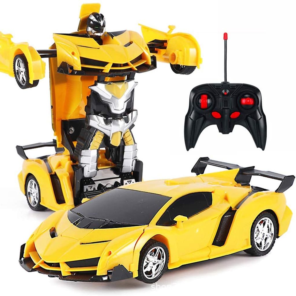 RC Transformers Spielzeug vom Sportwagen zum aufgrechten Roboter und zurück 
