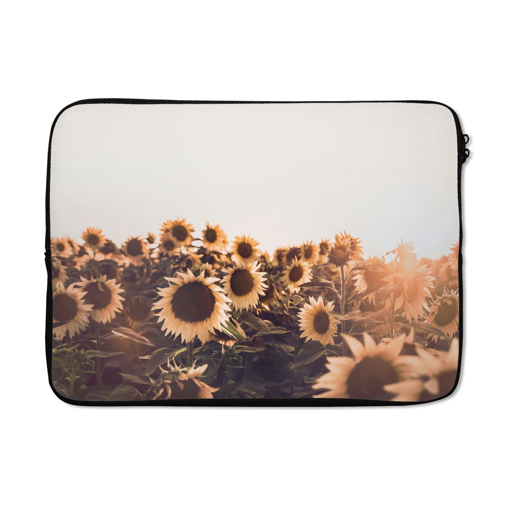 MuchoWow Laptop Hülle 13 Zoll Sonnenblumen - Feld - Sonnenuntergang - Blumen - Gelb Laptoptasche - Laptophülle - Sleeve - Rundumschutz