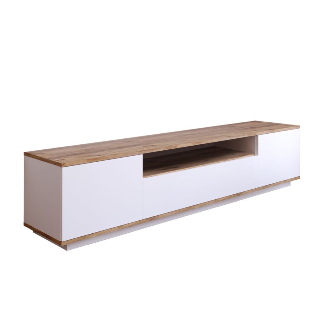 TYRO TV-Möbel in Weiß und Holz 180 cm