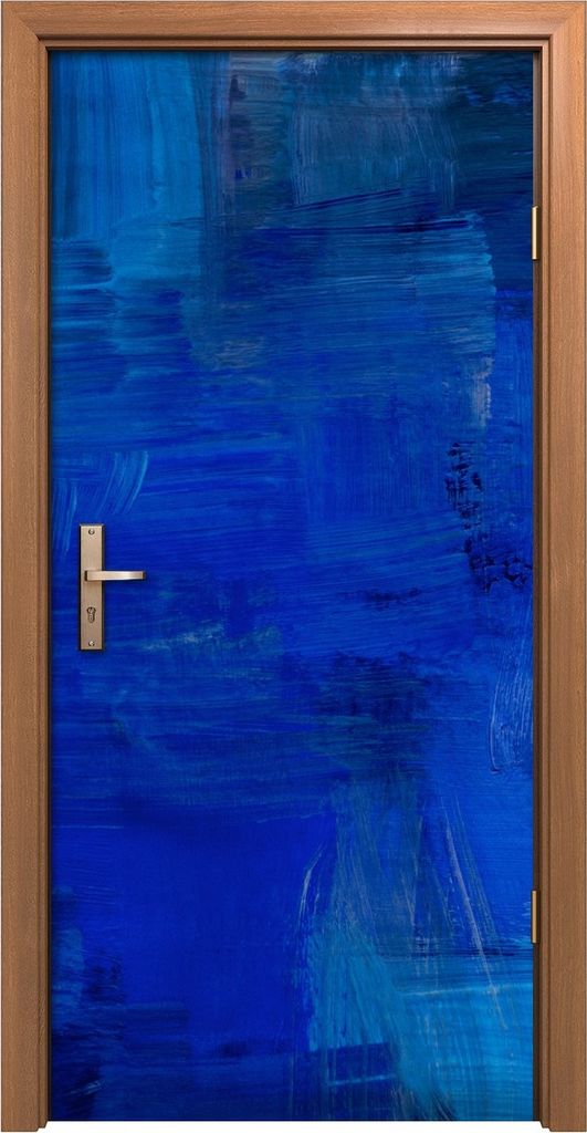 Türposter 90x200 cm Türaufkleber Türtapete Türfolie Klebefolie Wand Kunst Abstrakte Malerei blau