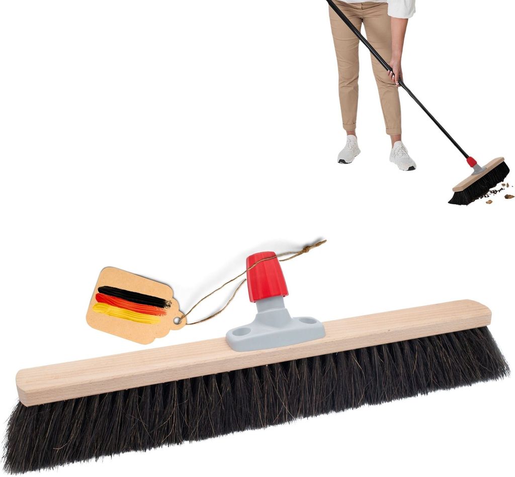 Novaliv Saalbesen Naturhaar 40 cm Besenkopf I Besen ohne Stiel I Rosshaar schwarz I Weich I fein I Großraumbesen Kehrbesen Zimmerbesen Hofbesen