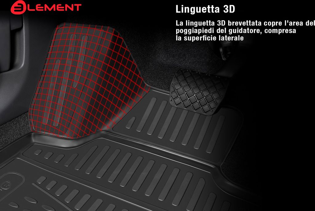 ELMASLINE 3D Tappetini IN Gomma Set per Skoda Kamiq Da 2019 Design Bordo Alto