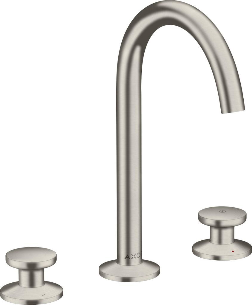 AXOR One 3-Loch Waschtischarmatur Select 170 mit Push-Open Ablaufgarnitur Edelstahl Optic, 48070800