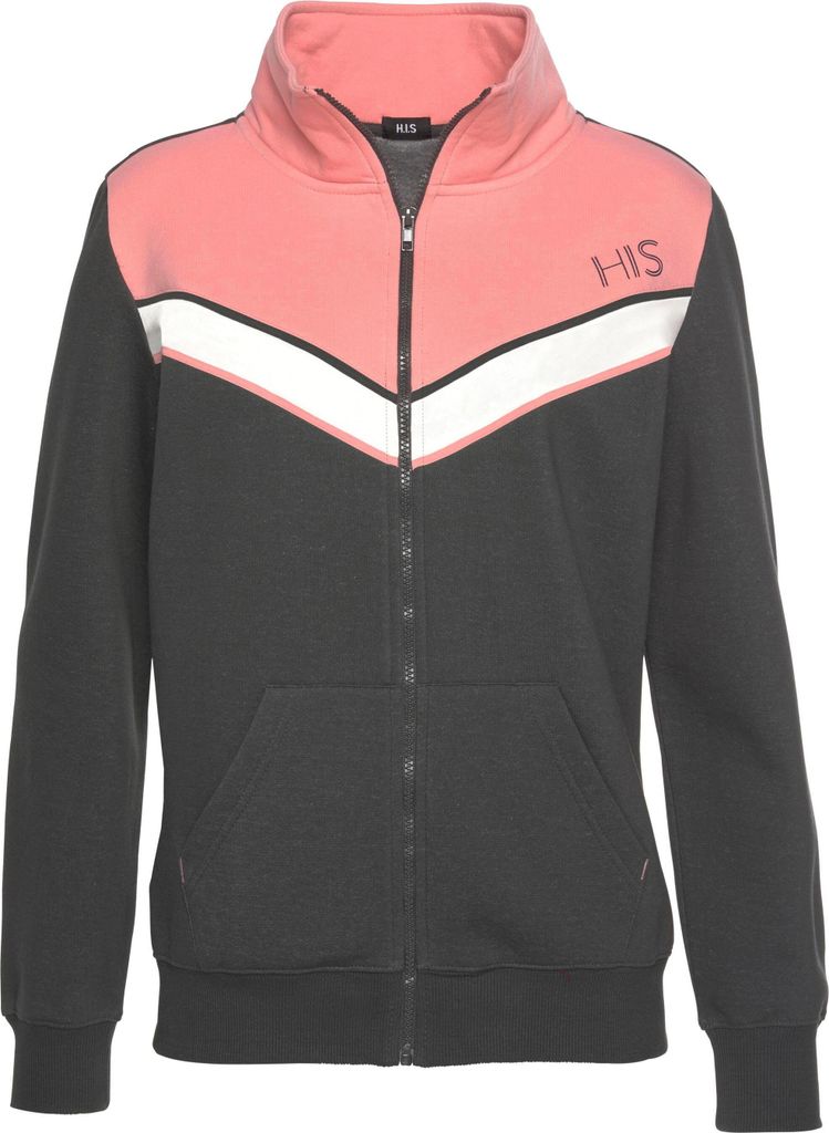 H.I.S. Sweatjacke anthrazit-rosa Größe 32/34