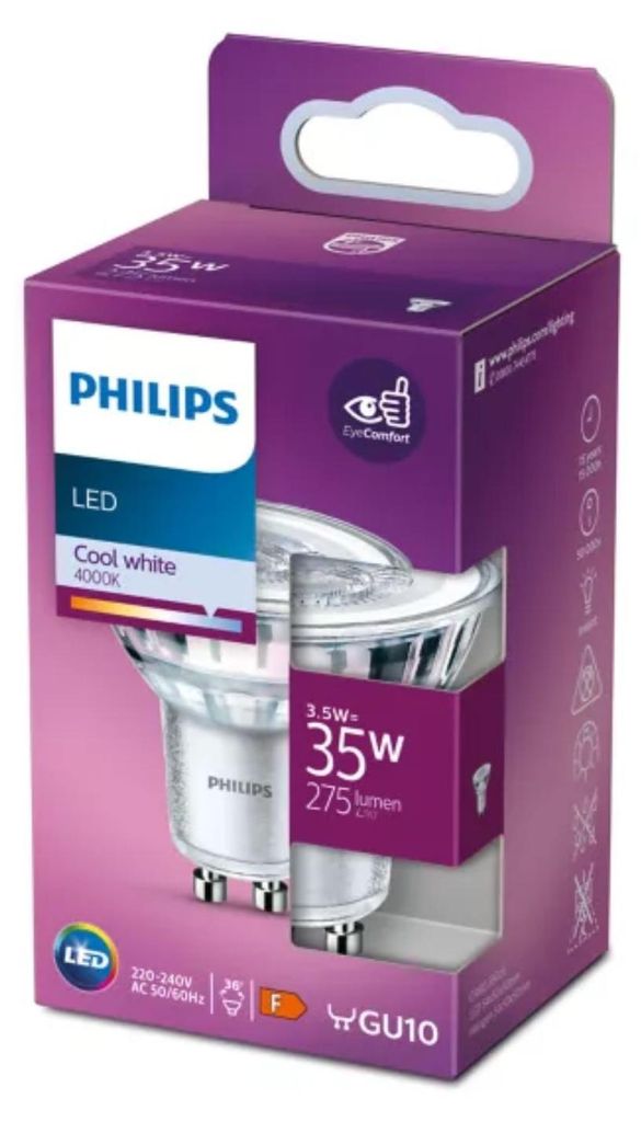Philips Classic 3.5W/4000K GU10 LED-Reflektor, Sockel GU10 Produktbild 