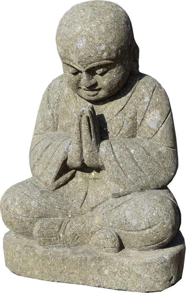 Statue de jardin moine Shaolin en pierre naturelle pour extérieur