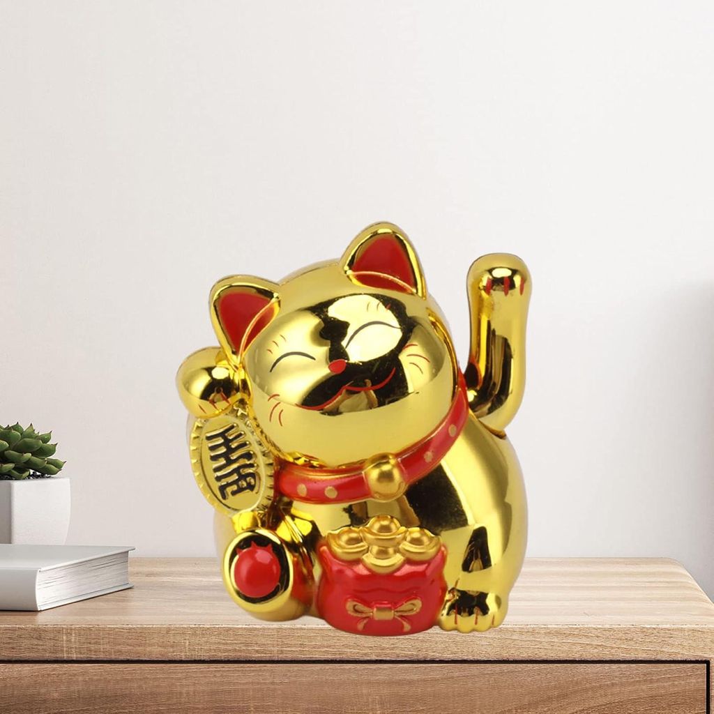 2 Zoll Glückskatze Maneki Neko Fengshui Statue - Solar Produktbild 