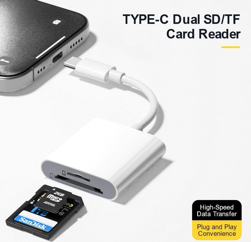 Lettore Schede SD 6 in 1, Lettore schede di memoria USB e USB-C a SD Micro SD MS CF, Compatibile con iPhone 17/16/15Pro/Max, MacBook Pro/Air, iPad, PC e tablet