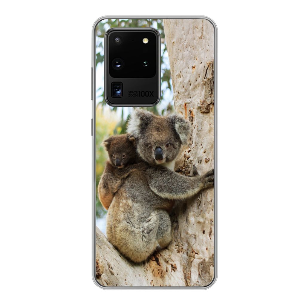 MuchoWow Handyhülle Schutzhülle Hülle für Samsung Galaxy S20 Ultra Koalas - Kind - Baum - Kinder - Junge - Mädchen Silikon Softcase Handy H...