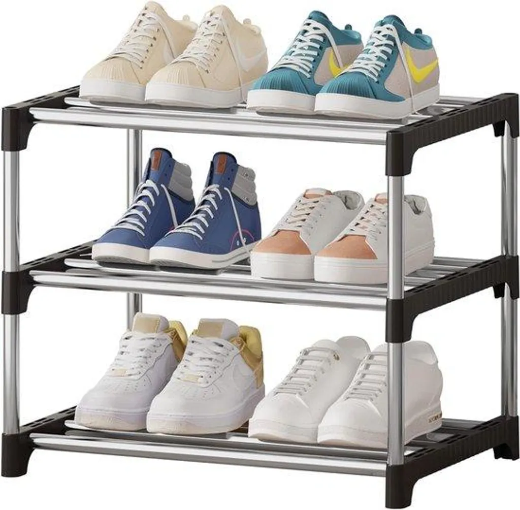 Étagère à chaussures empilable 3 niveaux MODULO en métal léger
