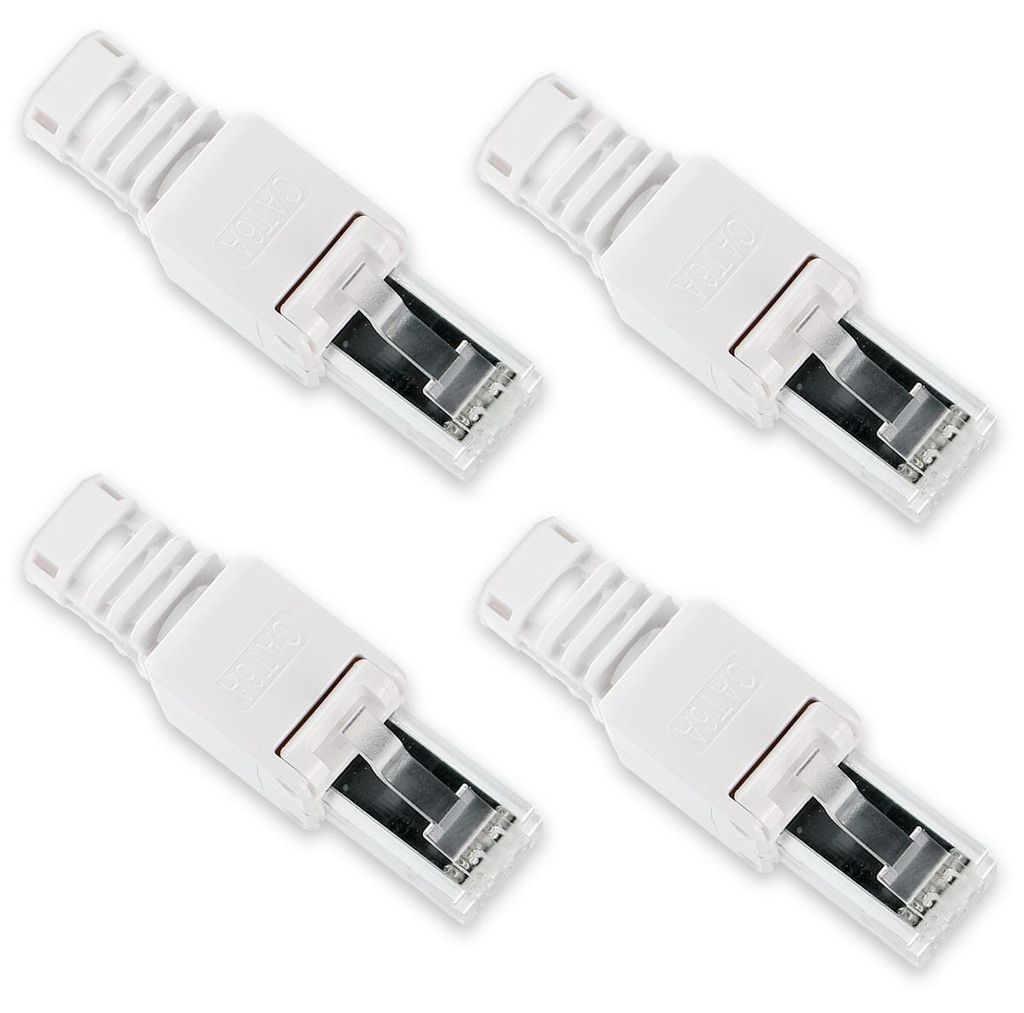 4x CAT 6A RJ45 Netzwerk Stecker Netzwerkstecker CAT 7 6 5 LAN Kabel werkzeuglos