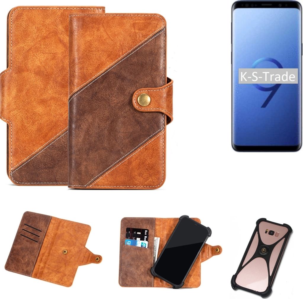 K-S-Trade Handy-Hülle Schutz-Hülle Bookstyle Case Wallet-Case kompatibel mit Samsung Galaxy S9+ Handy Cover Bumper Kantenschutz Smartphone