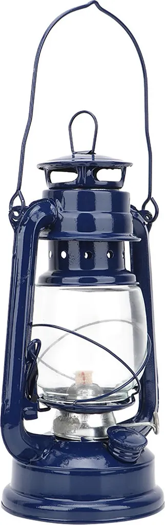 Lampe à pétrole en fer bleu 24cm - Lanterne rétro avec globe verre